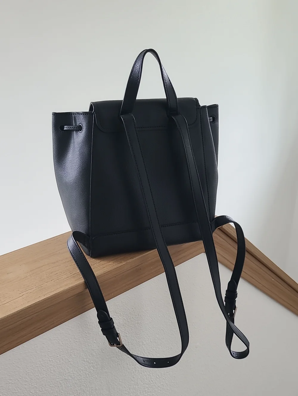 Kate Spade New York Black Leather Drawstring Backpack